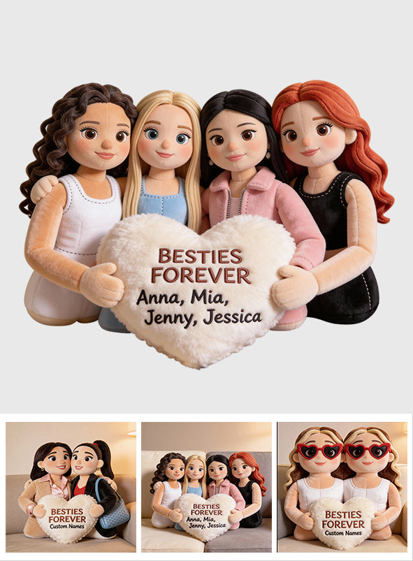 Besties Forever - Personalized Bestie Faux Fur Shaped Pillow