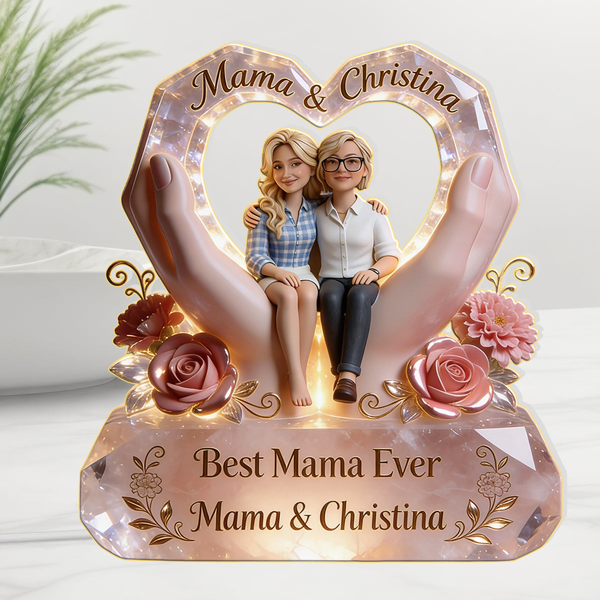 Frohen Muttertag - Personalisierte Acryl-LED-Nachtlampe