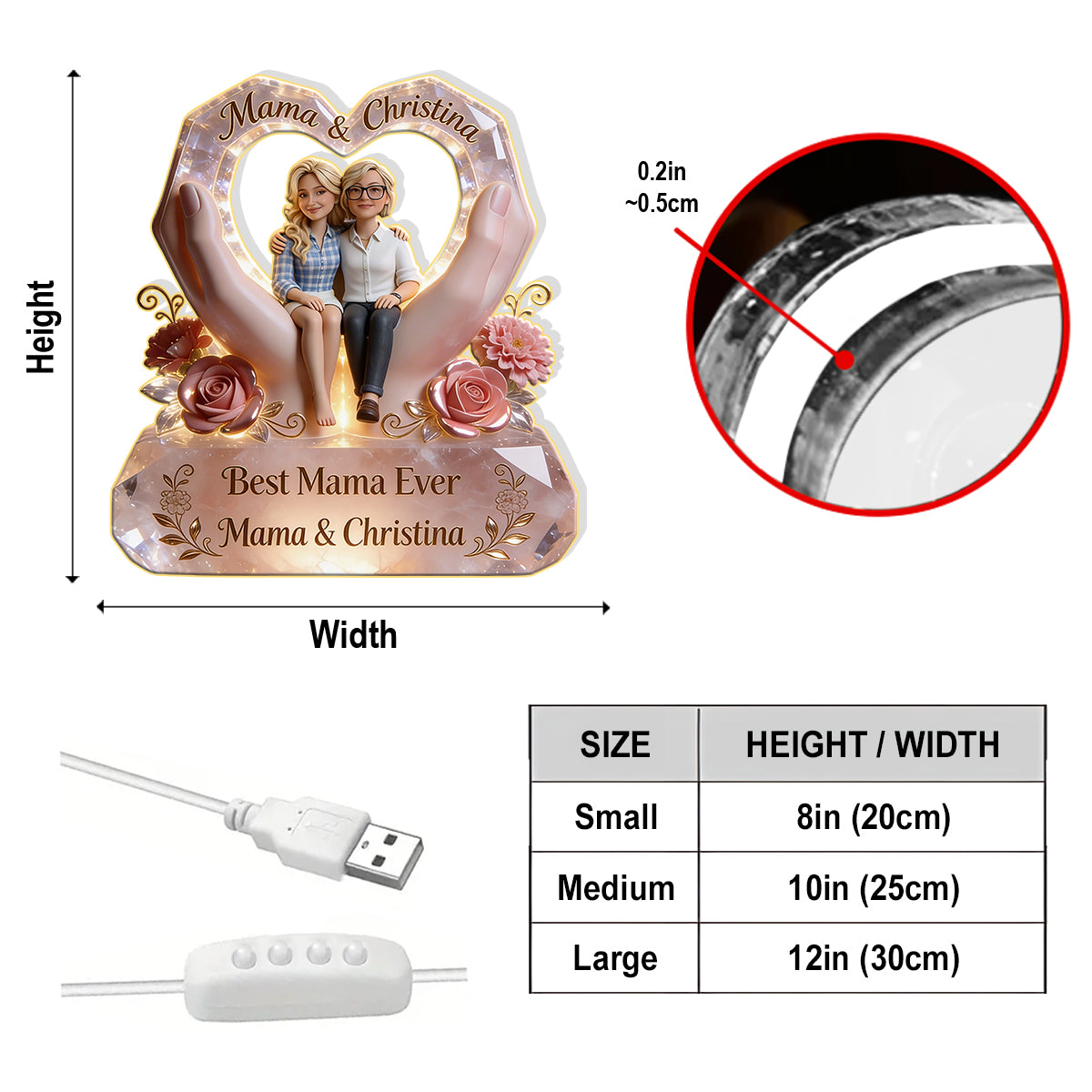 Frohen Muttertag - Personalisierte Acryl-LED-Nachtlampe