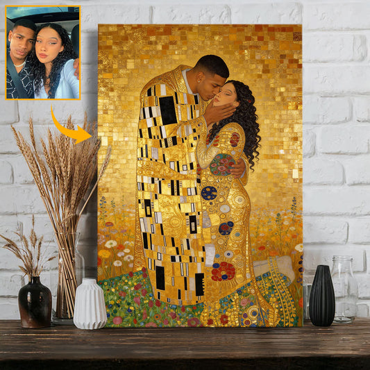 The Kiss - Personalized Couple Canvas And Poster