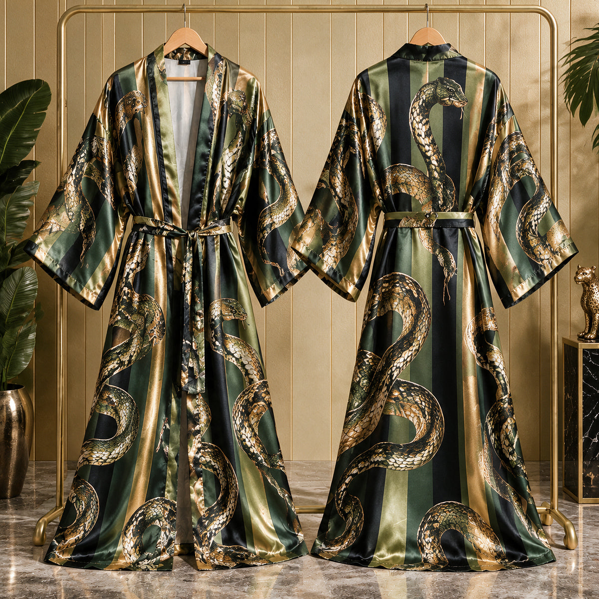 Robe Satin Personnalisée - Tigre, Léopard, Papillon, Paon, Zebra, Serpent