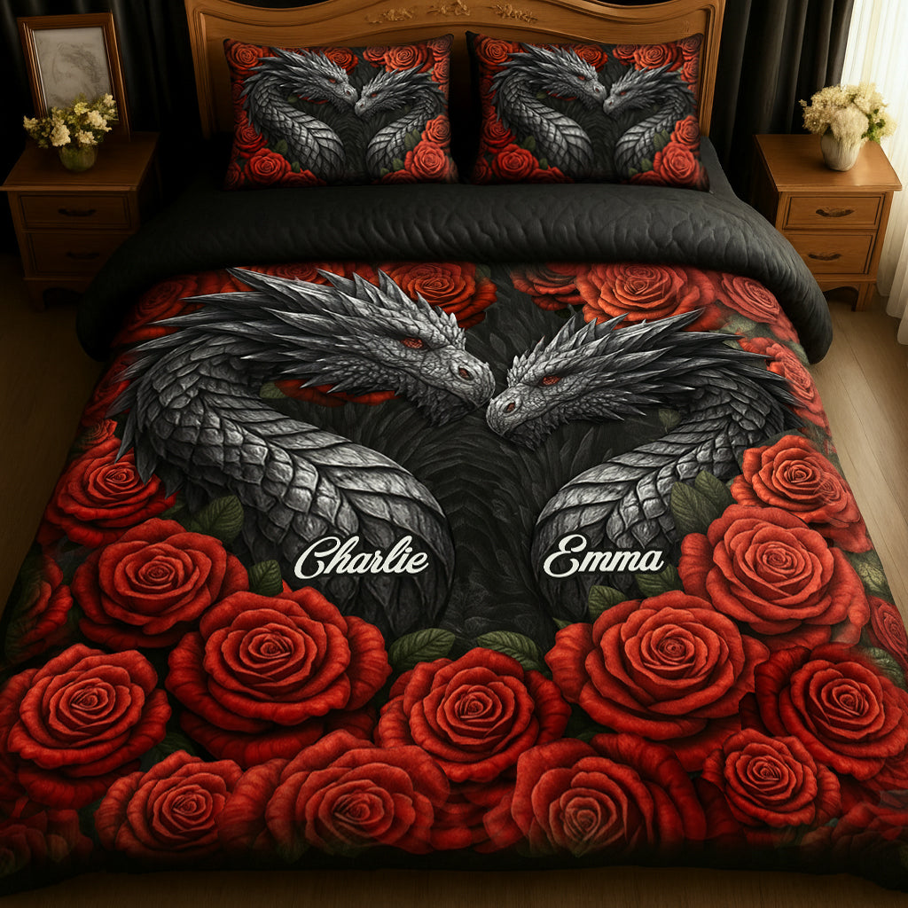 Dragon Couple - Personalized Dragon Quilt Set