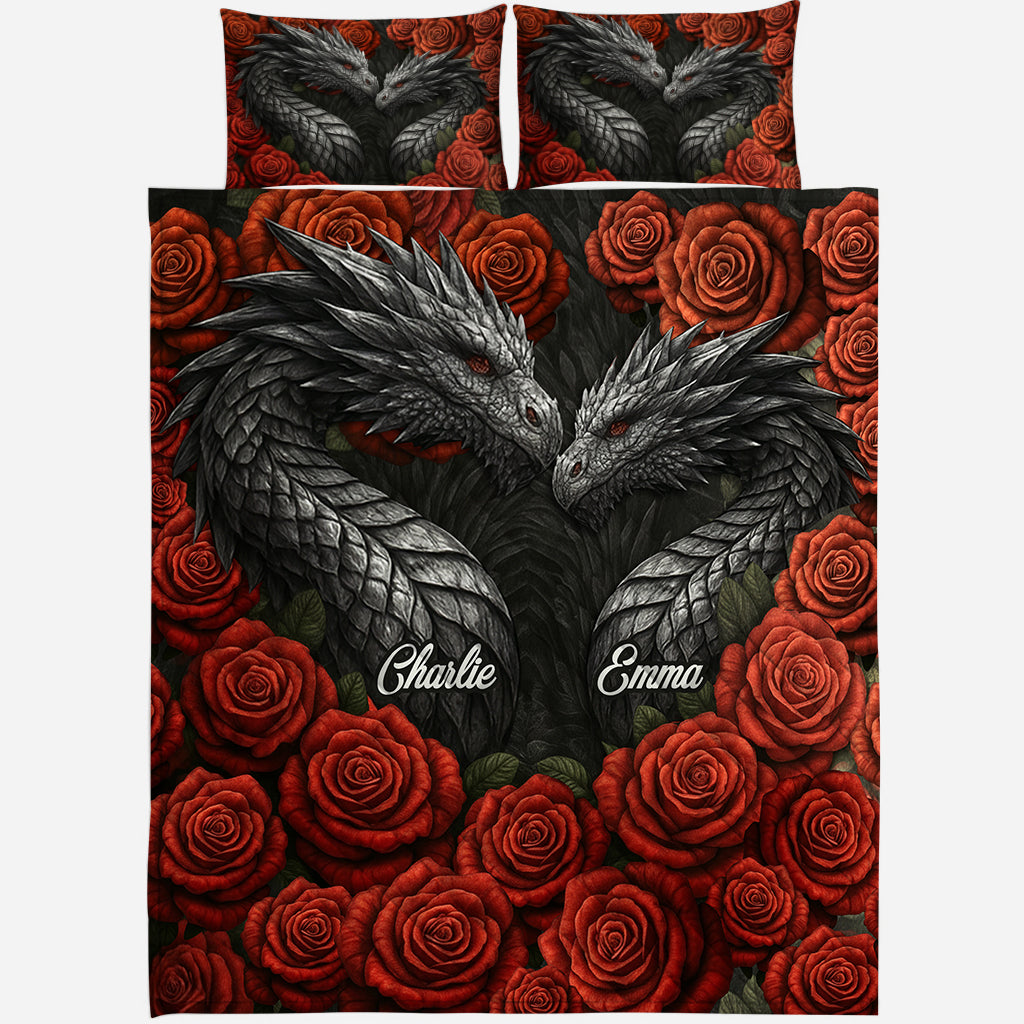 Dragon Couple - Personalized Dragon Quilt Set