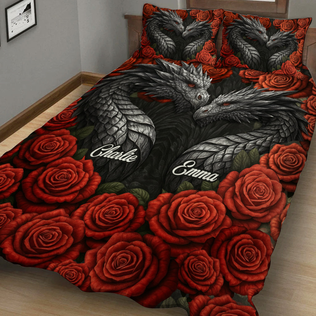 Dragon Couple - Personalized Dragon Quilt Set
