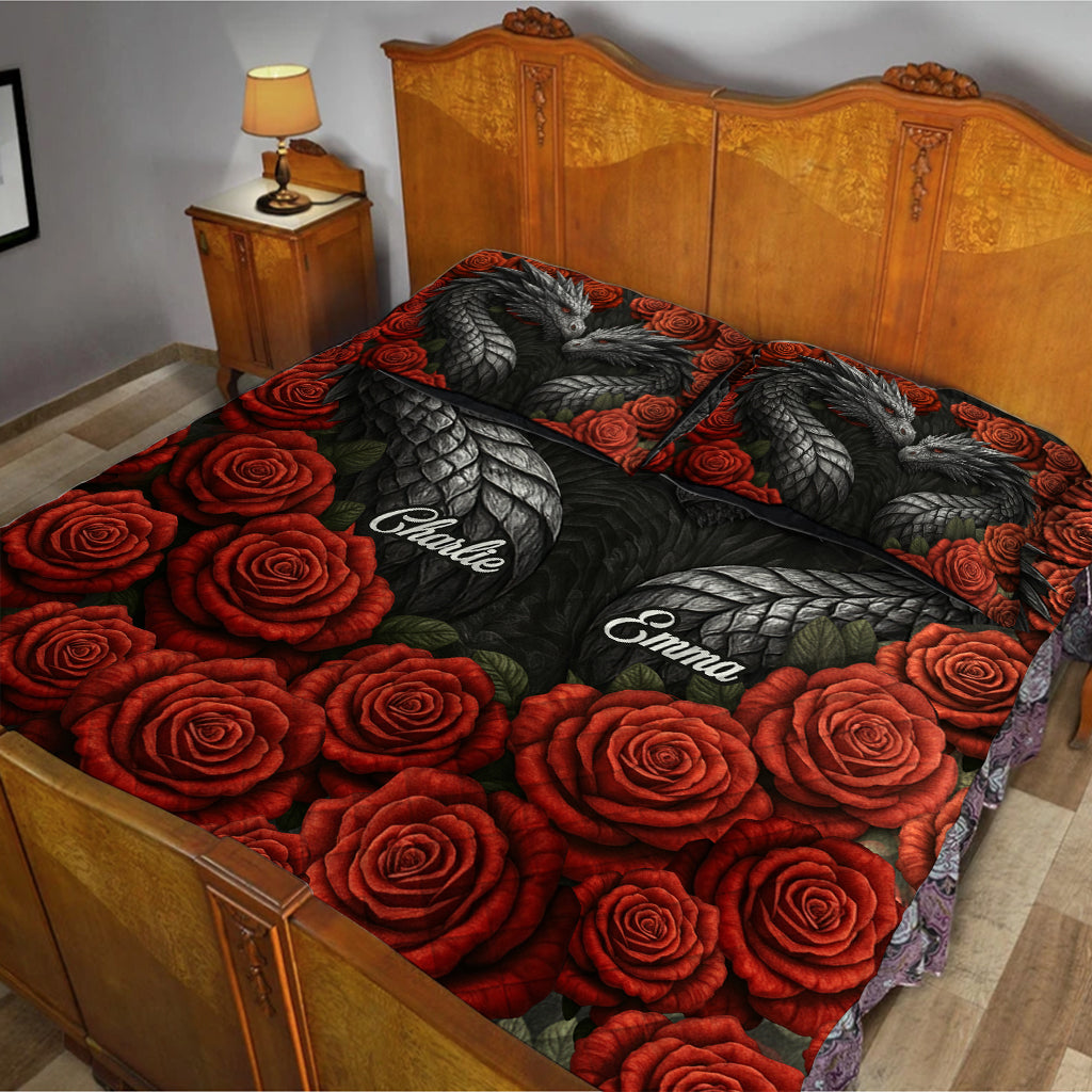 Dragon Couple - Personalized Dragon Quilt Set