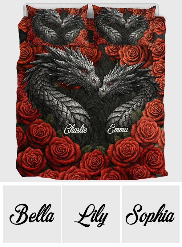 Dragon Couple - Personalized Dragon Quilt Set