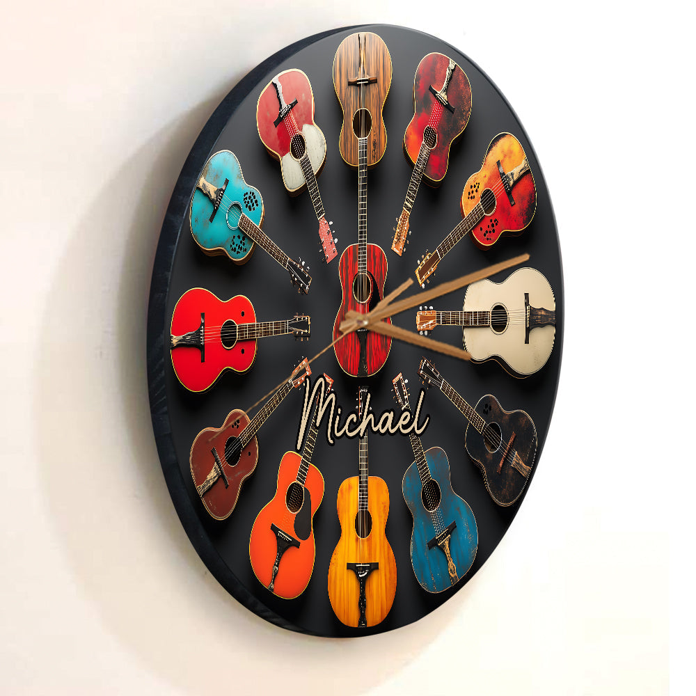 Rock & Roll - Personalisierte Gitarren-Wanduhr