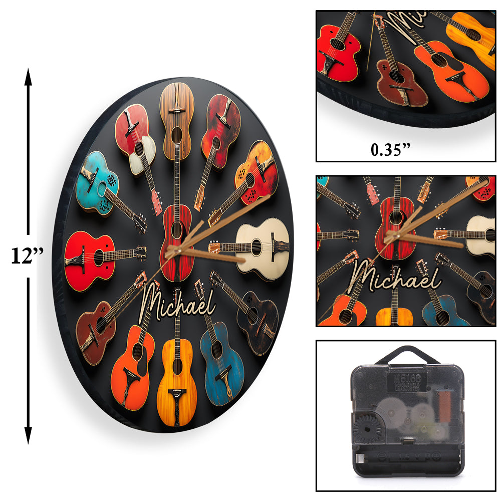 Rock & Roll - Personalisierte Gitarren-Wanduhr
