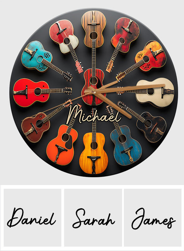 Rock & Roll - Personalisierte Gitarren-Wanduhr