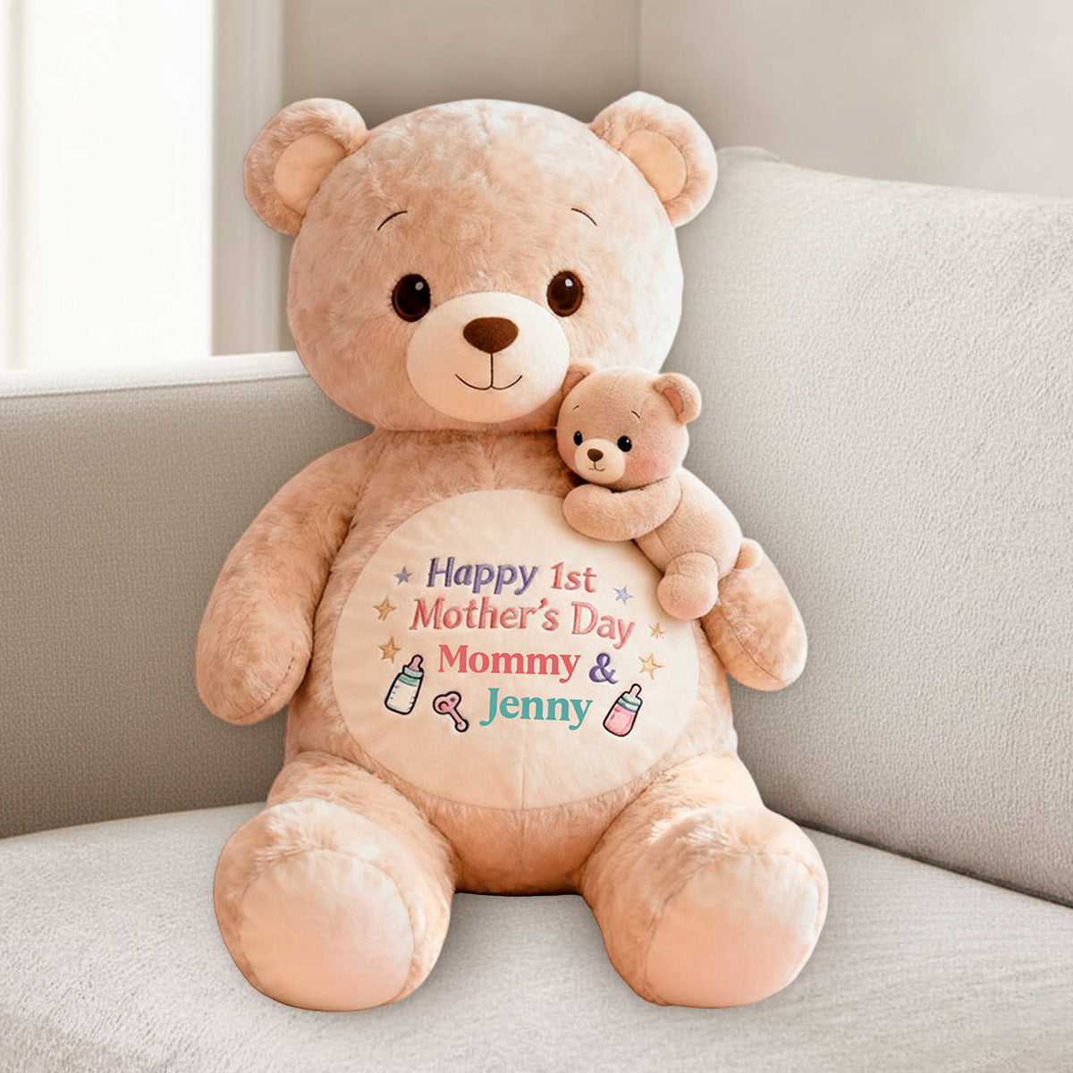 Alles Gute zum ersten Muttertag – Personalisiertes Premium-Kunstfellkissen für Mütter