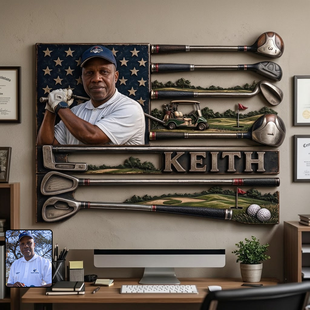USA Golfer - Personalized Golf 3D Printed Cut Metal Sign