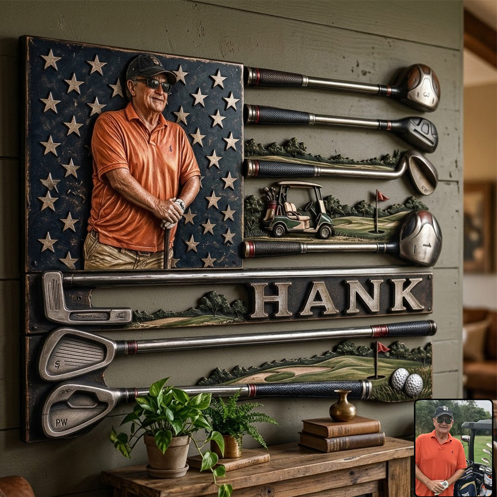 USA Golfer - Personalized Golf 3D Printed Cut Metal Sign