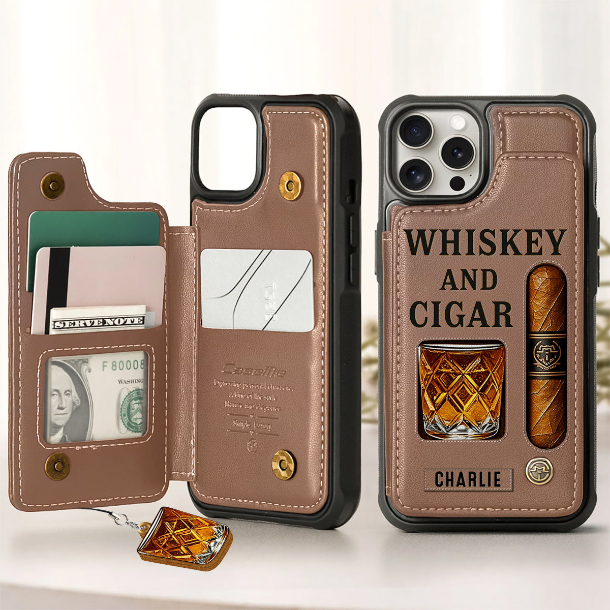 Whiskey & Cigar - Personalized Whisky Wallet Phone Case