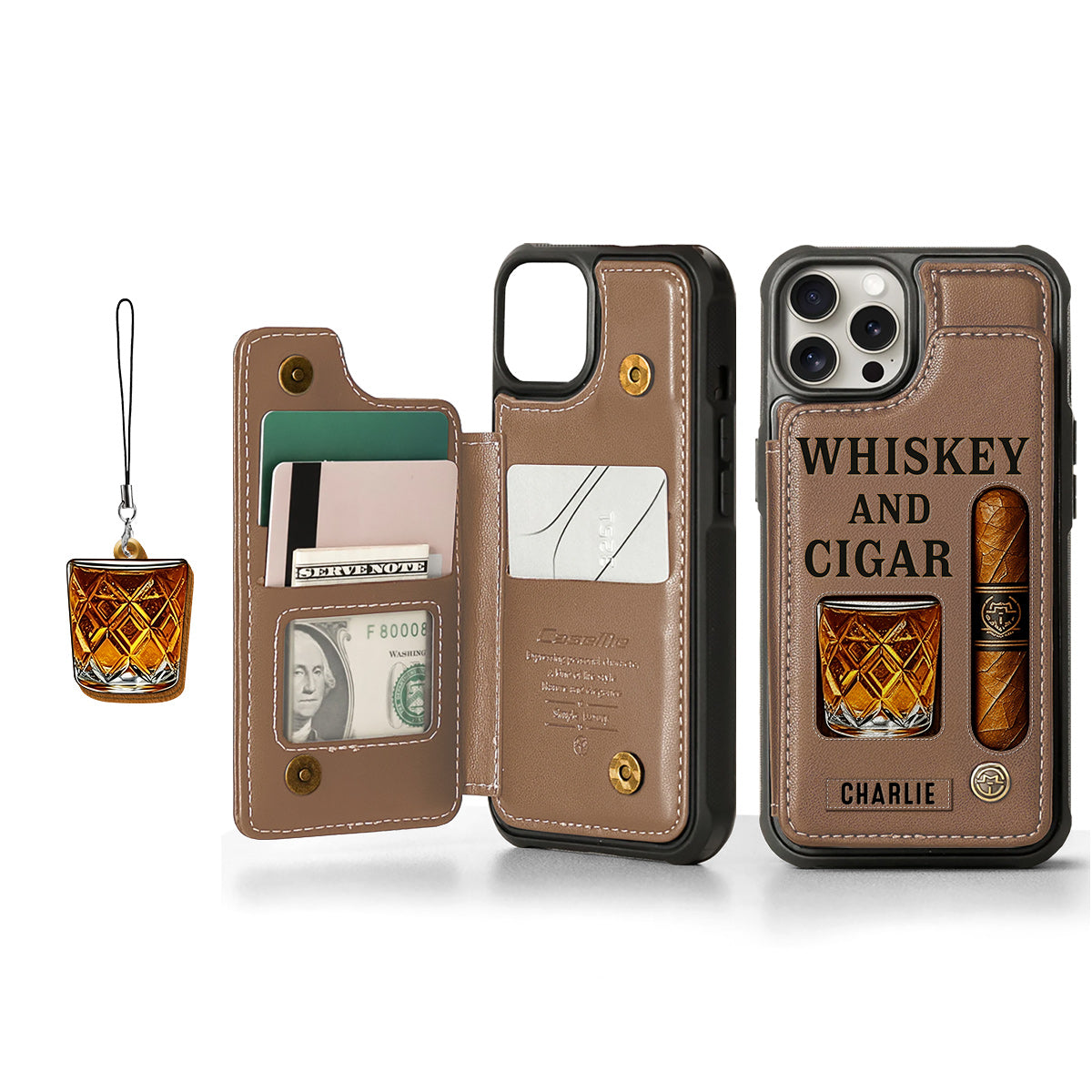 Whiskey & Cigar - Personalized Whisky Wallet Phone Case