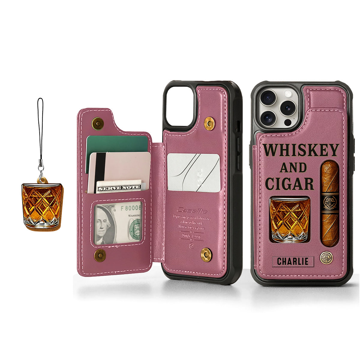 Whiskey & Cigar - Personalized Whisky Wallet Phone Case