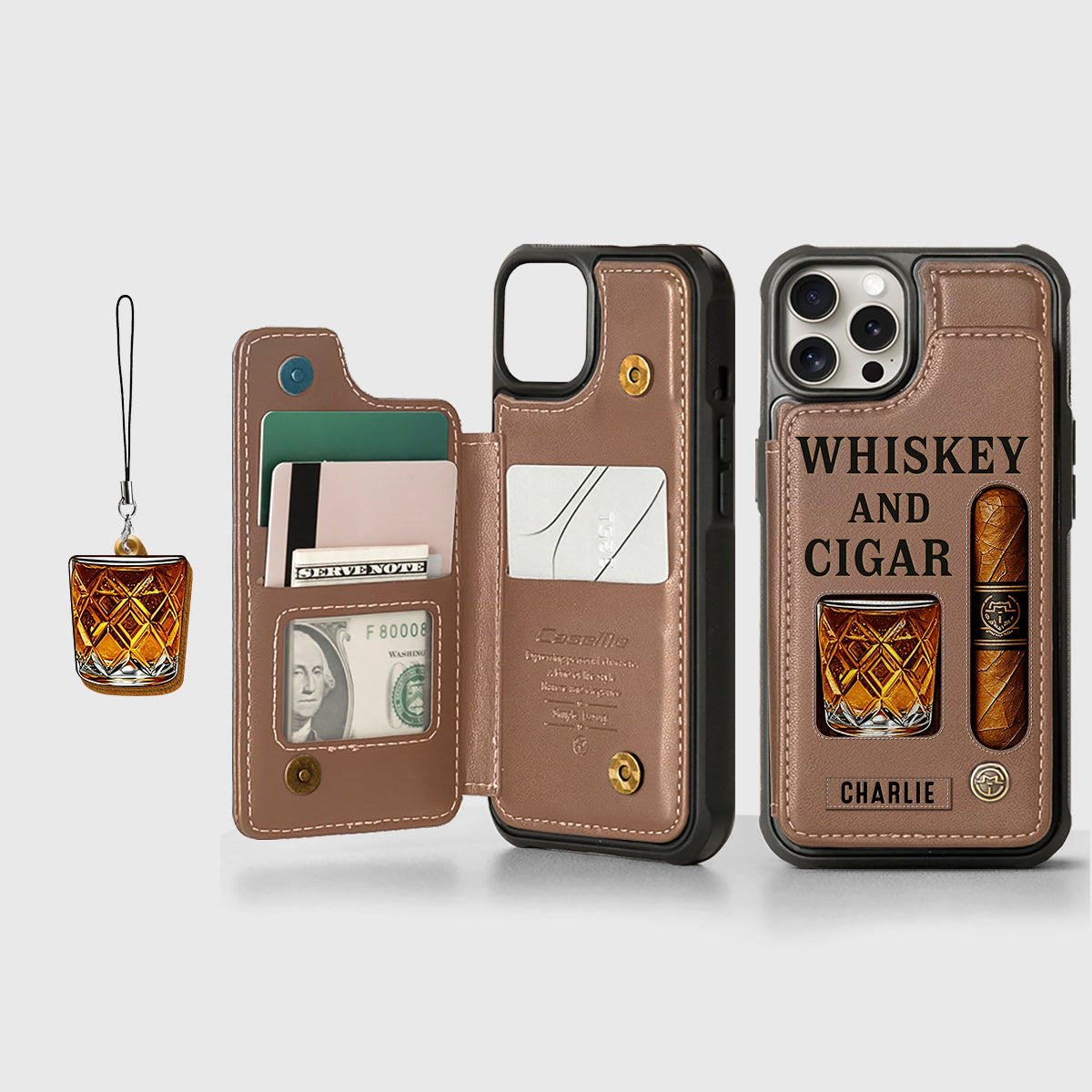 Whiskey & Cigar - Personalized Whisky Wallet Phone Case