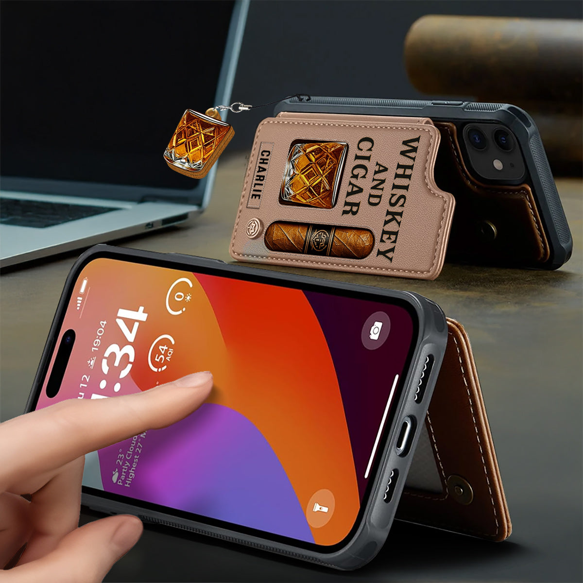 Whiskey & Cigar - Personalized Whisky Wallet Phone Case