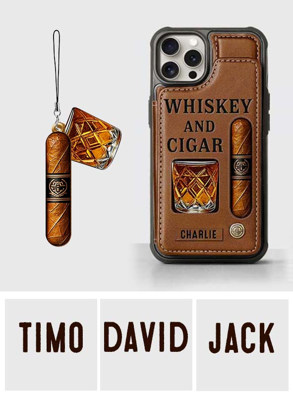 Whiskey & Cigar - Personalized Whisky Wallet Phone Case