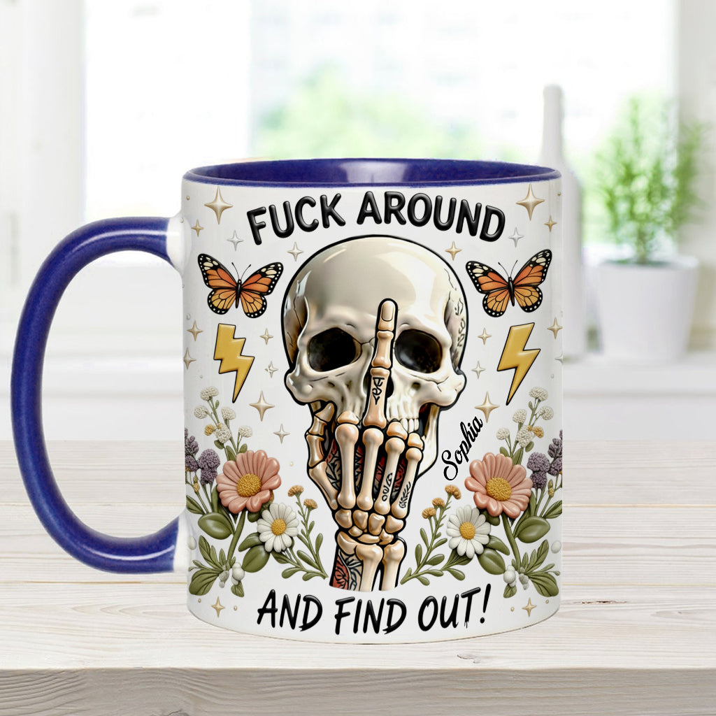 F Around And Find Out - Personalized Skull Accent Mug & Coaster