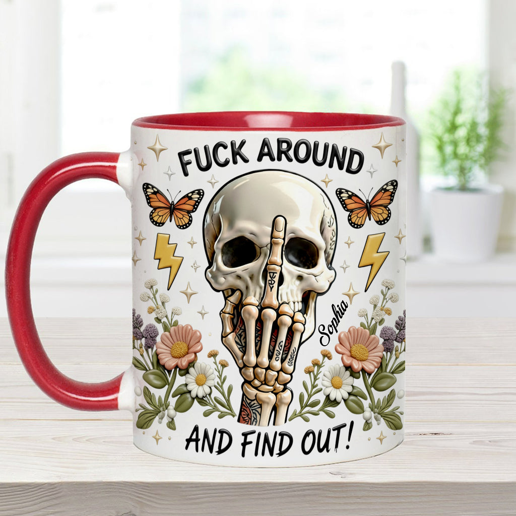 F Around And Find Out - Personalized Skull Accent Mug & Coaster