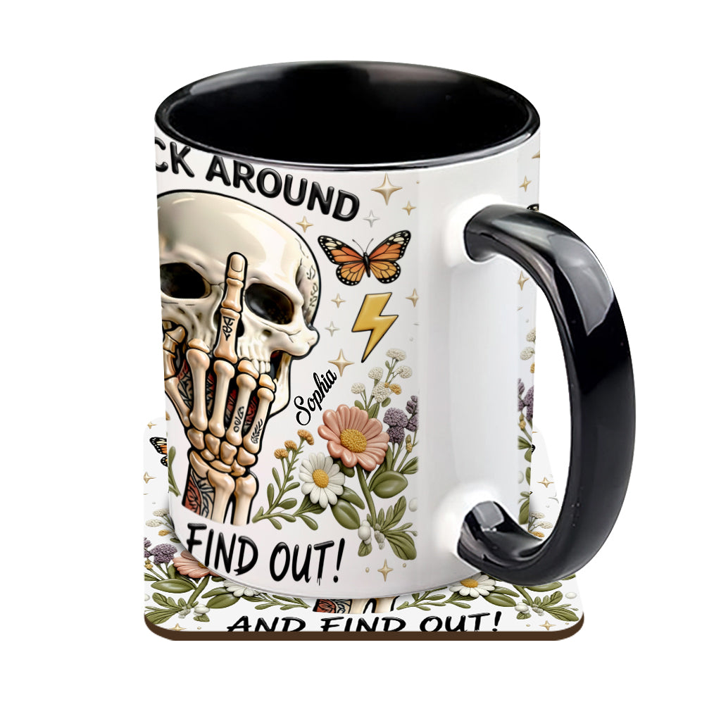 F Around And Find Out - Personalized Skull Accent Mug & Coaster