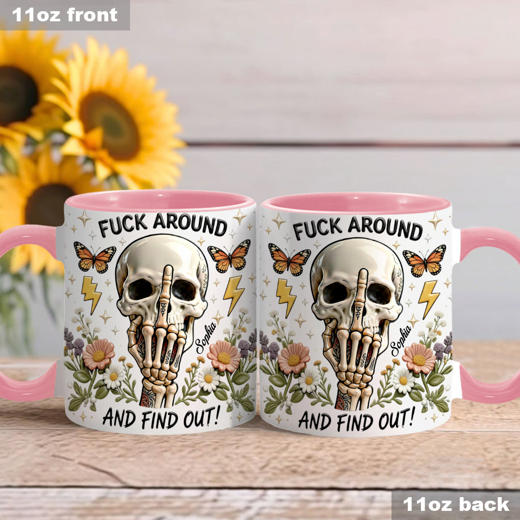 F Around And Find Out - Personalized Skull Accent Mug & Coaster