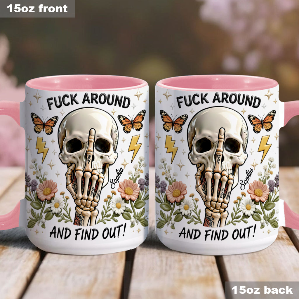 F Around And Find Out - Personalized Skull Accent Mug & Coaster