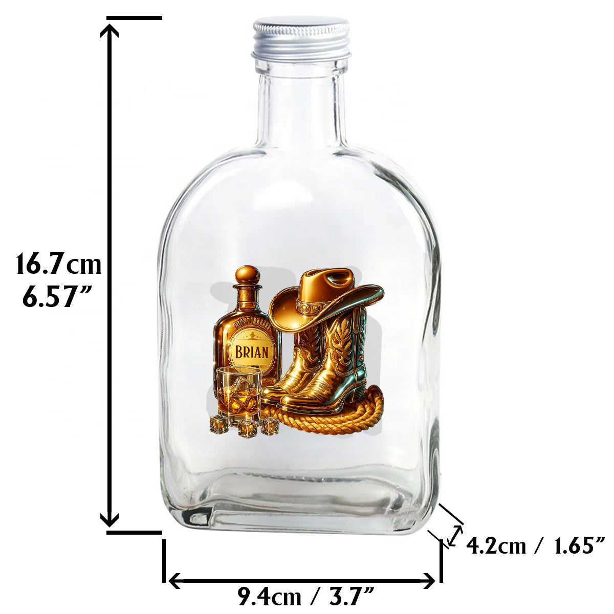 Cowboy-Stiefel-Hut - personalisierte Whisky-Weinflasche