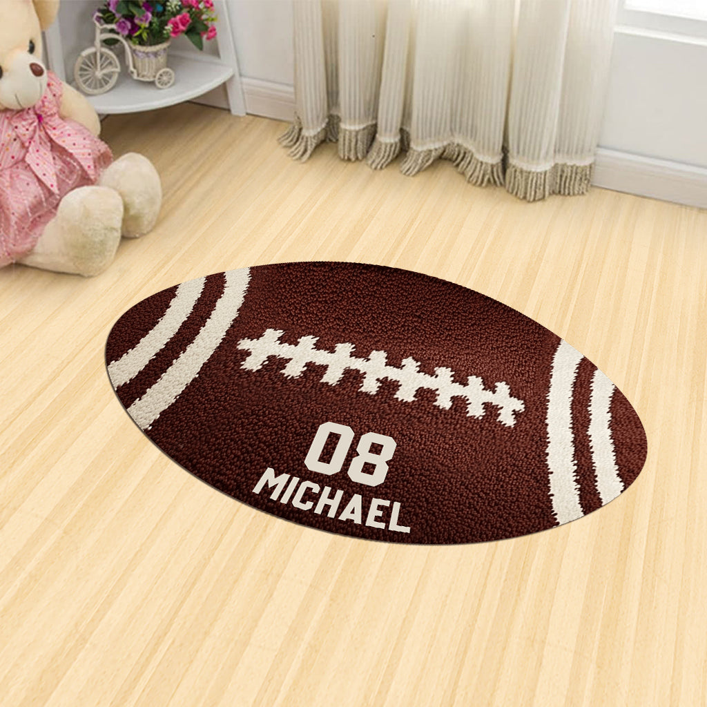 Football Player - Personalized Football Shaped Doormat/ Rug