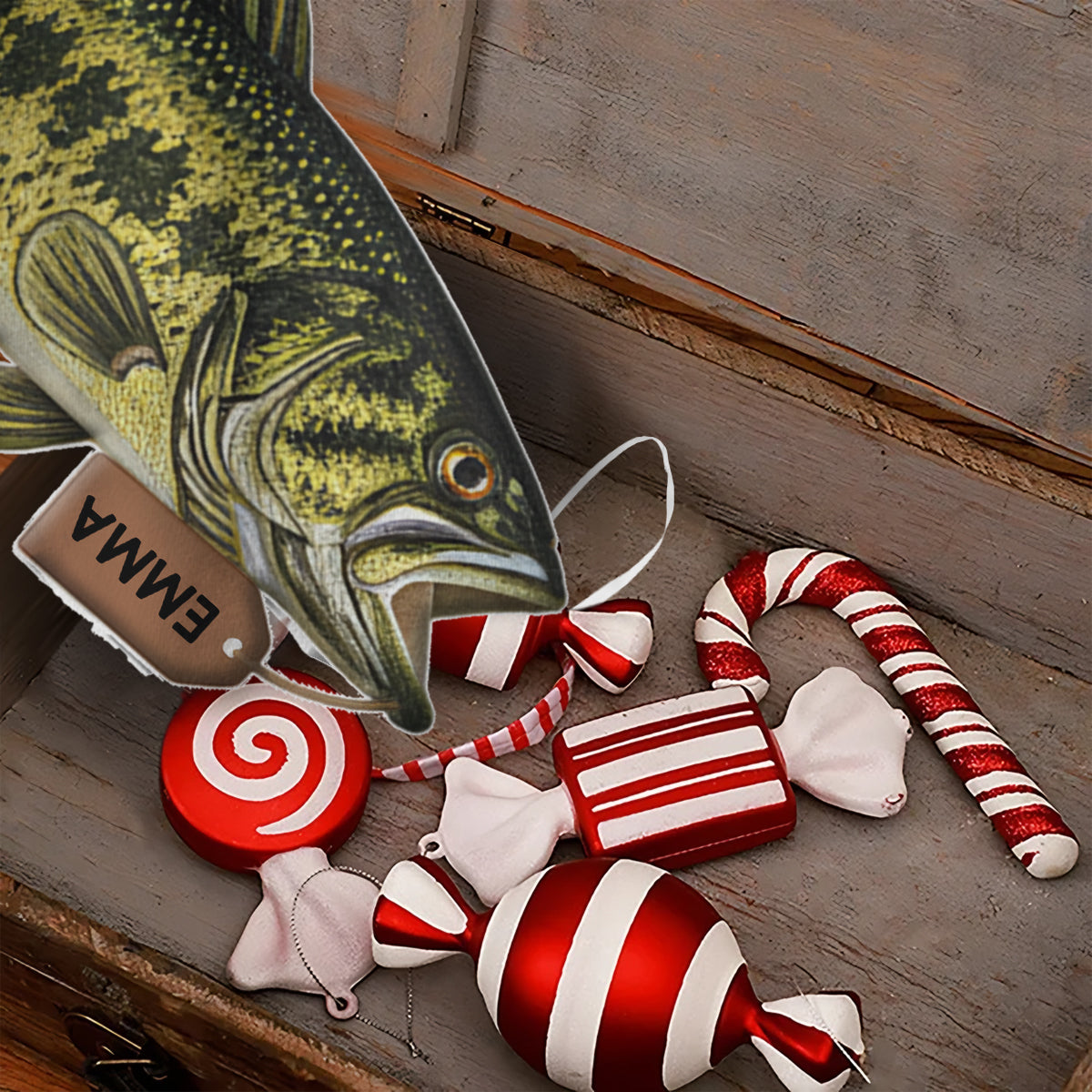 Merry Fishmas - Personalized Fishing Shaped Christmas Stocking
