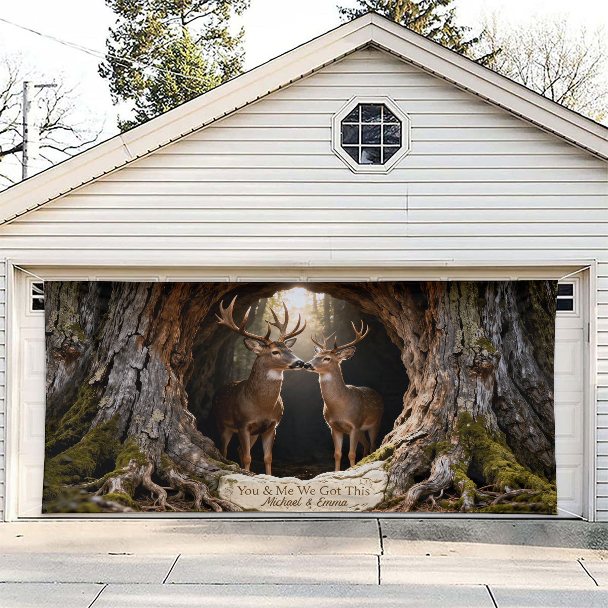Toi et moi, on gère ! - Bannière personnalisée pour porte de garage de chasse