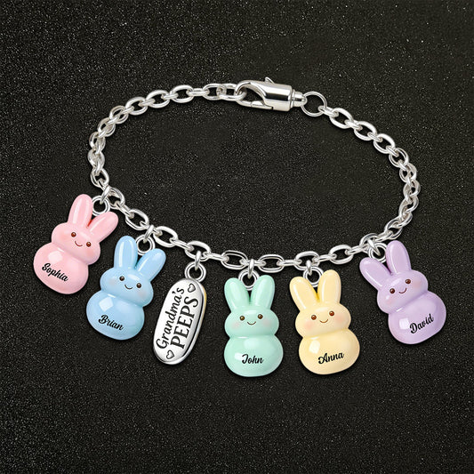 Bracelet personnalisé « Grandma's Peeps » avec breloques