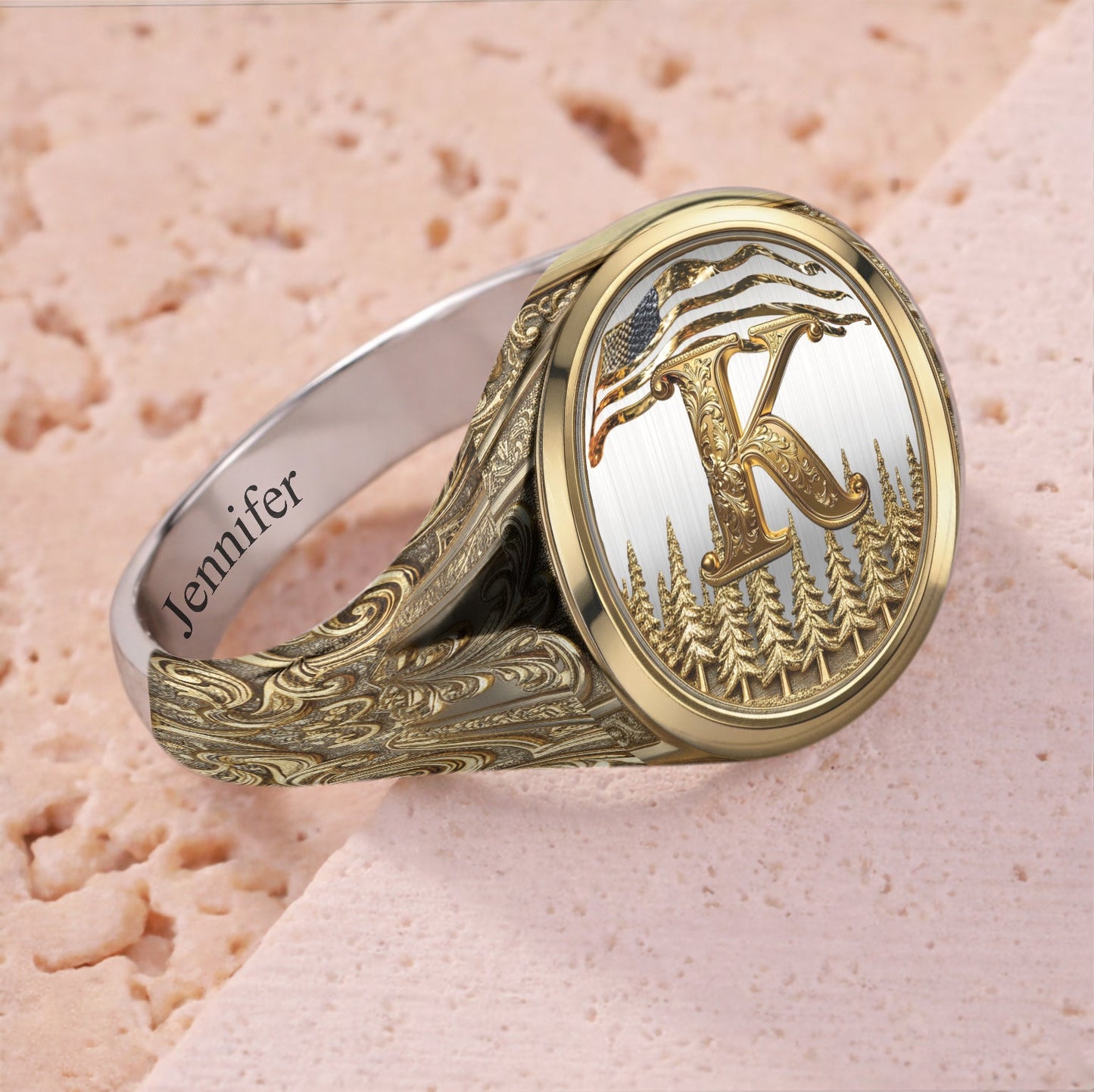 Name Initial Alphabet - Personalized Luxury Signet Ring
