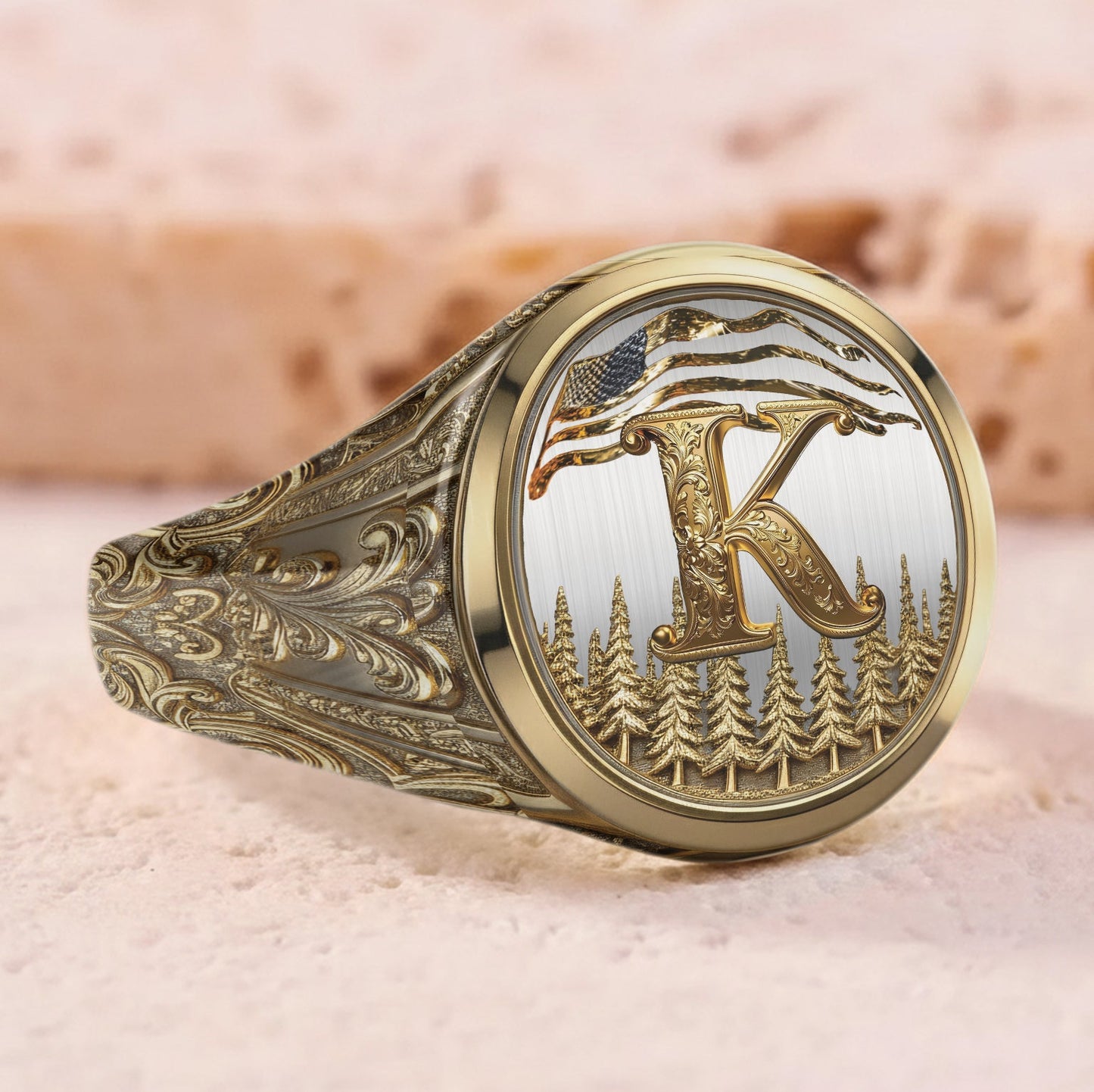 Name Initial Alphabet - Personalized Luxury Signet Ring