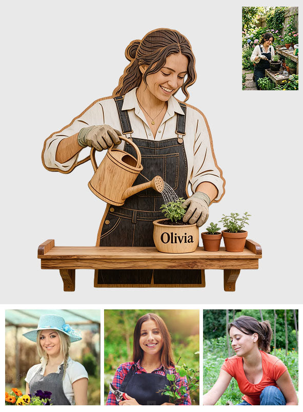 Custom Garden Lover - Personalized Gardening Wooden Floating Shelf