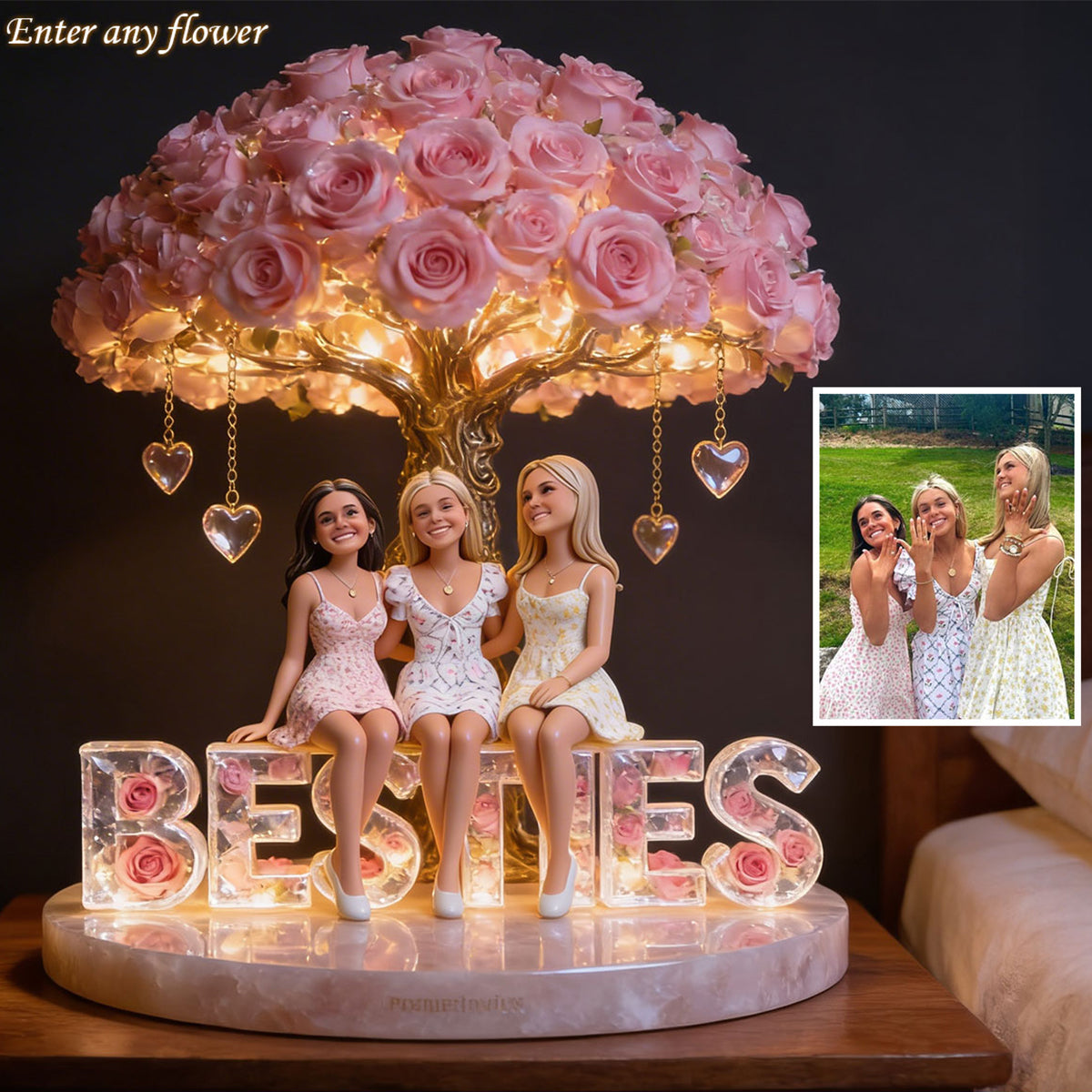Besties Forever - Personalized Bestie Acrylic LED Night Light