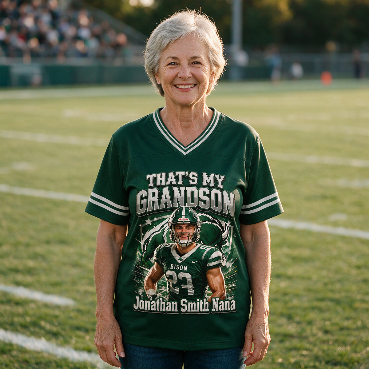 That's My Boy On The Field - Personalized Football Fully Printed V-Neck T-Shirt
