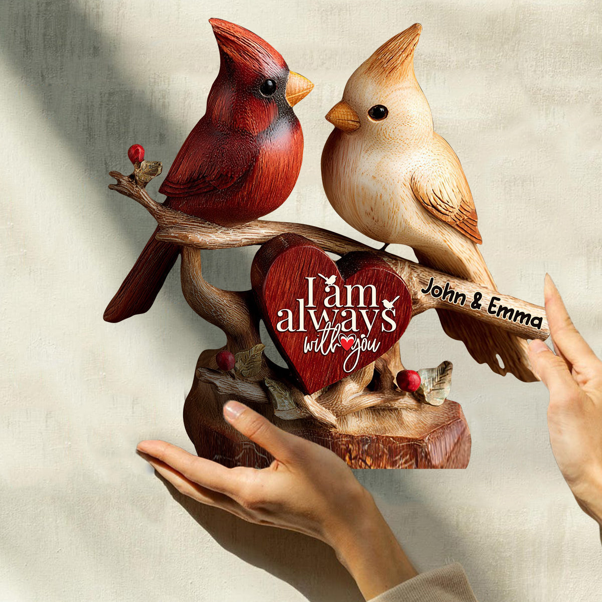 Cardinals I'm Always With You - Personalized Couple Custom Shaped Wood Plaque