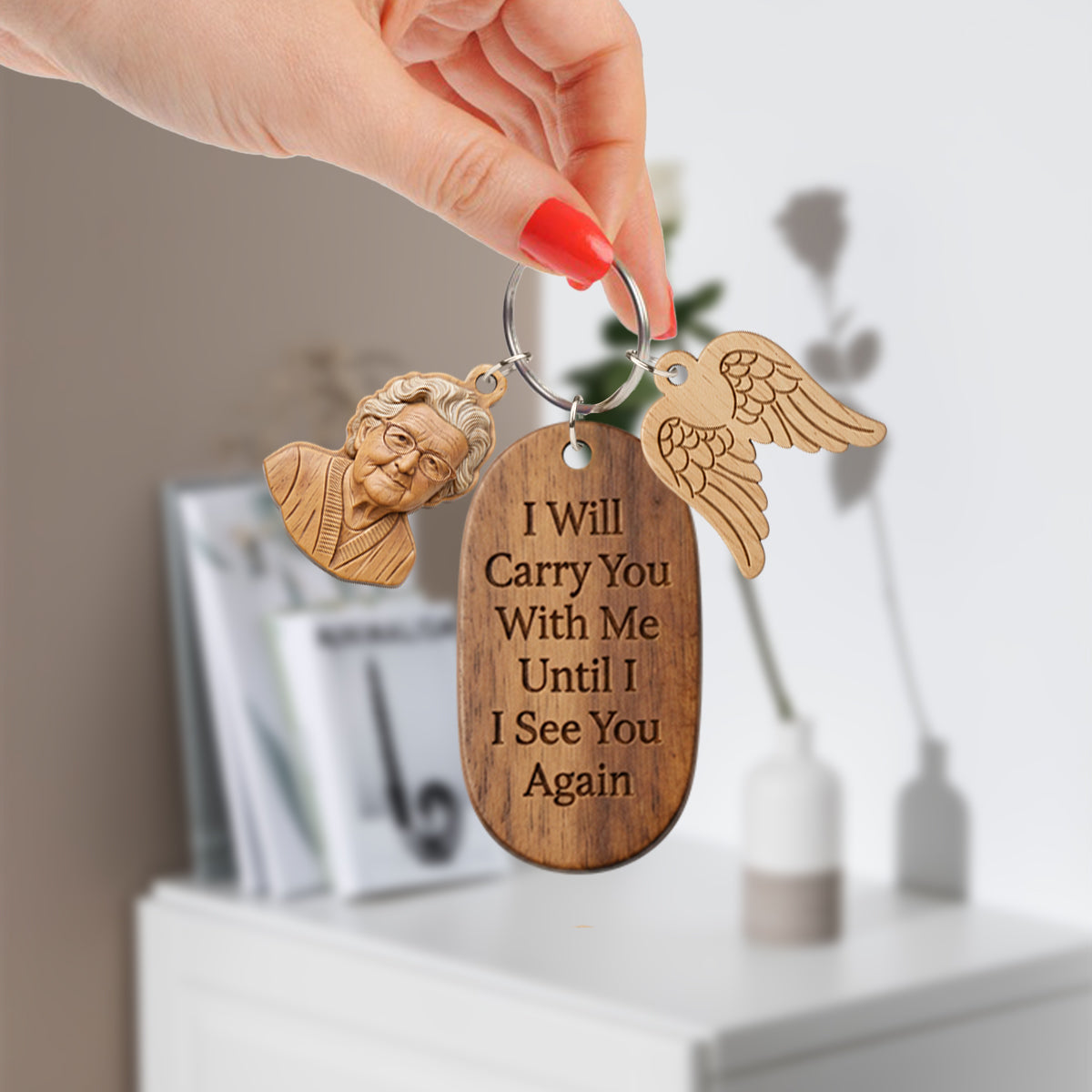 I'll Carry You - Personalized Memorial Keychain With Charms