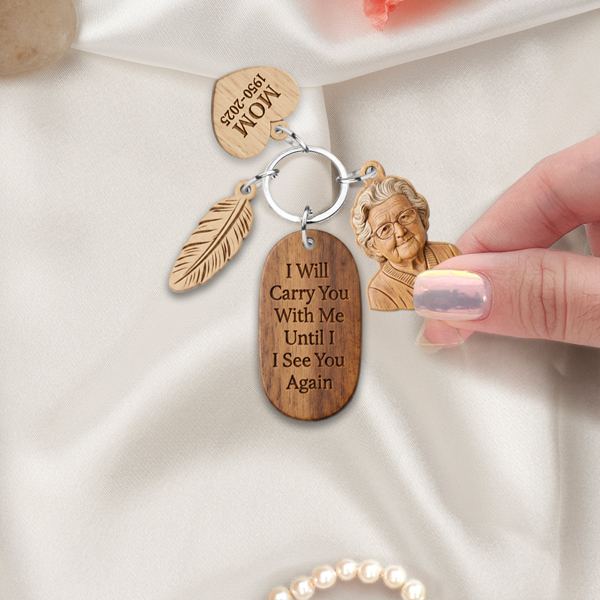 I'll Carry You - Personalized Memorial Keychain With Charms