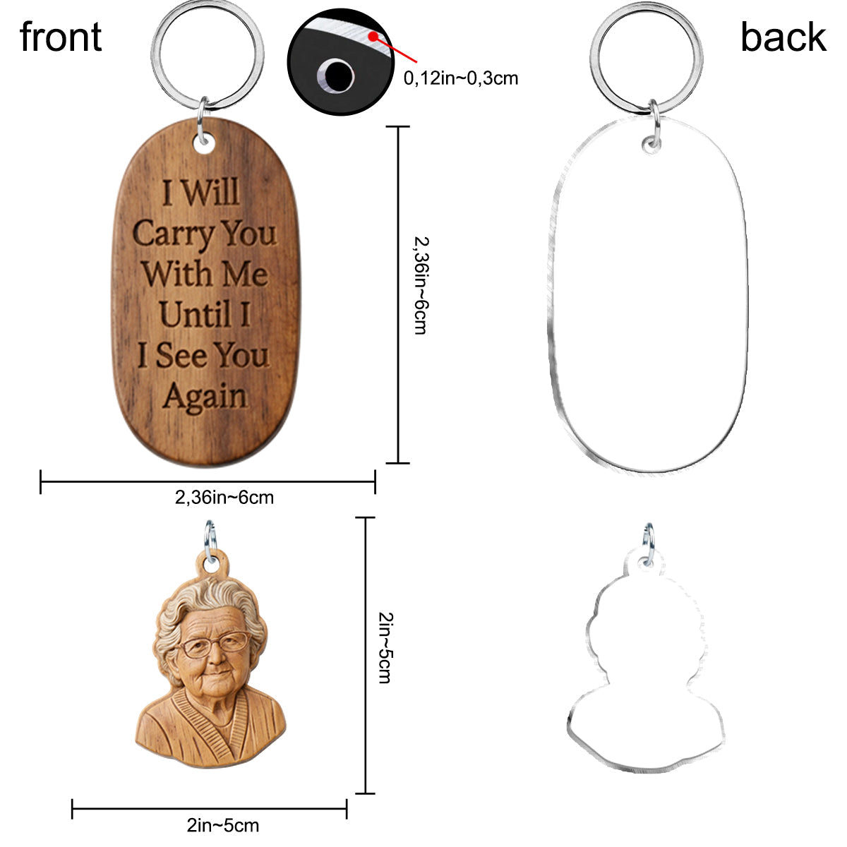 I'll Carry You - Personalized Memorial Keychain With Charms