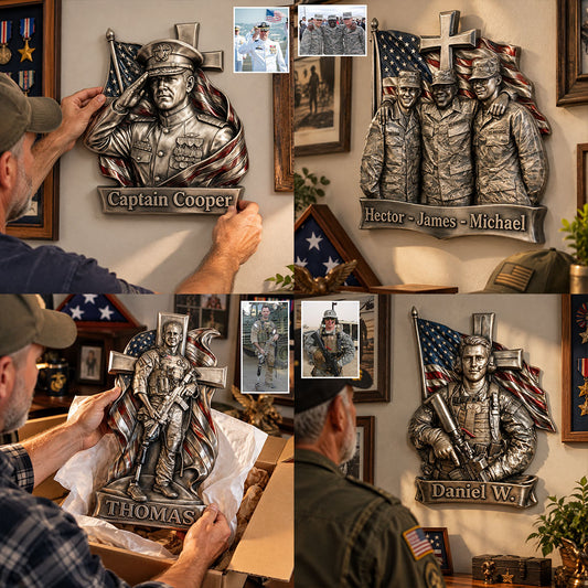 Any Photo - Personalized Veteran 3D Printed Cut Metal Sign