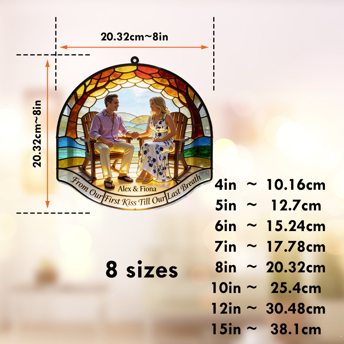 From Our First Kiss Till Our Last Breath - Personalized Couple Window Hanging Suncatcher Ornament