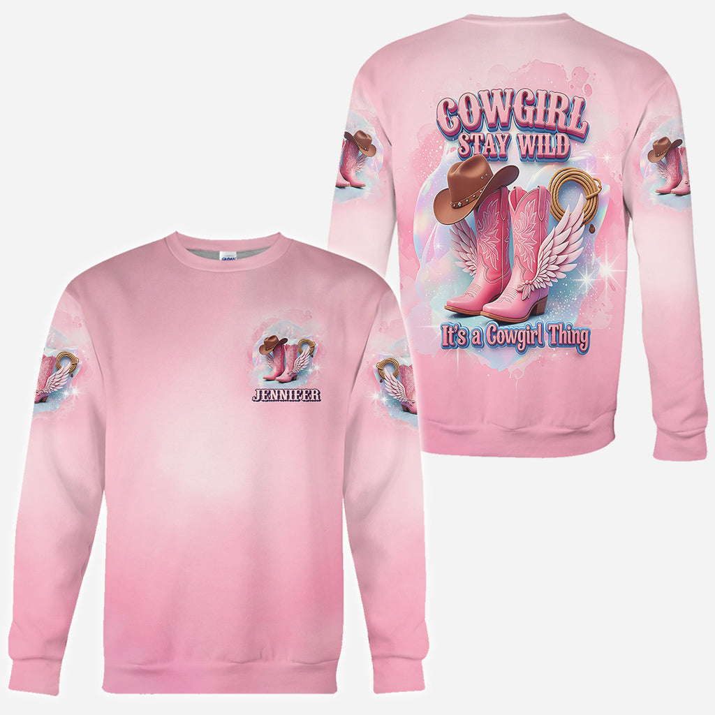 Cowgirl Stay Wild - Personalized Cowgirl All Over Shirt