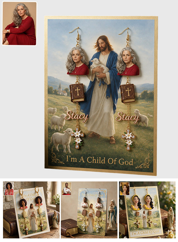Child Of God - Personalized Christian Earrings With Card