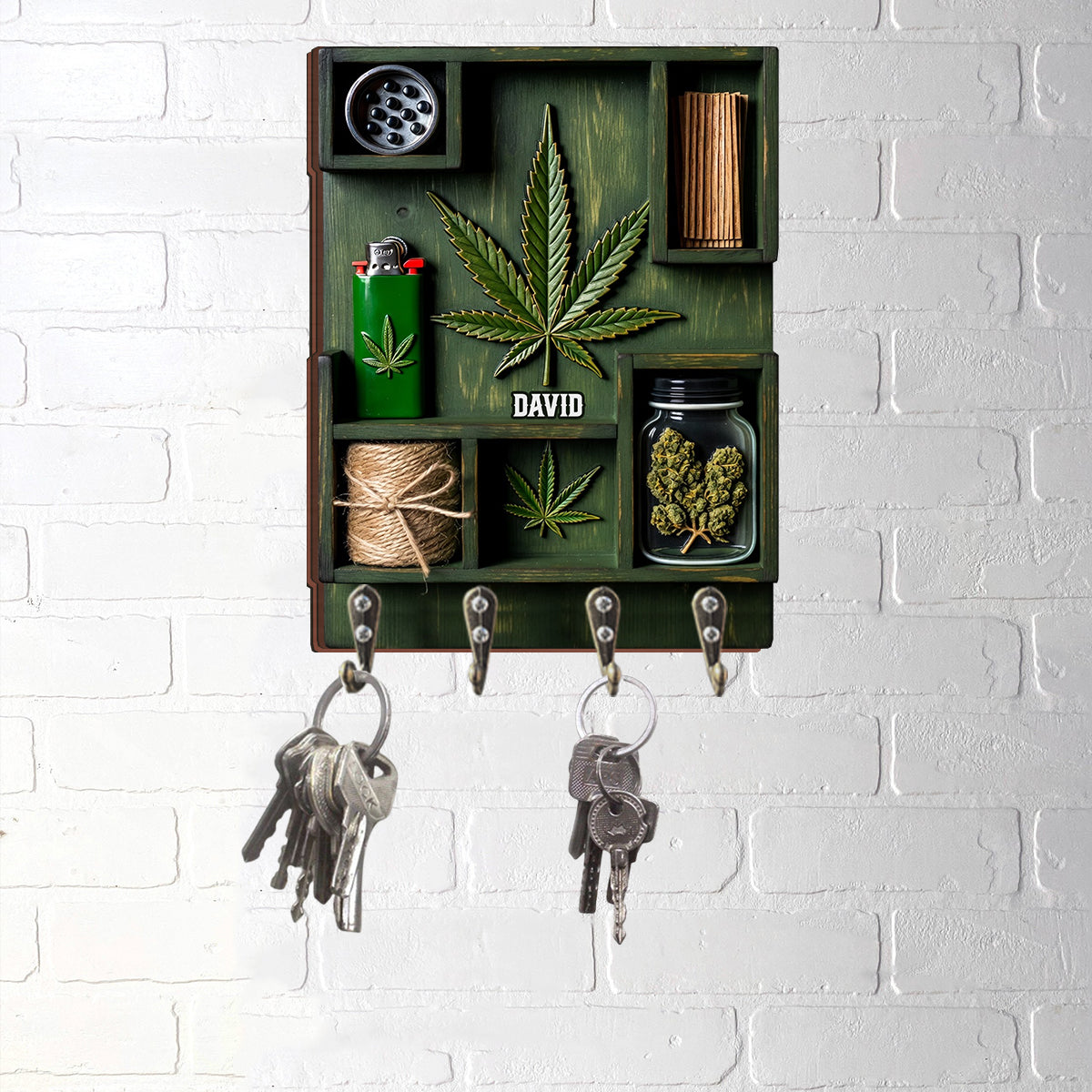 Magic Leaf - Support suspendu personnalisé pour cannabis, en forme de pièce.