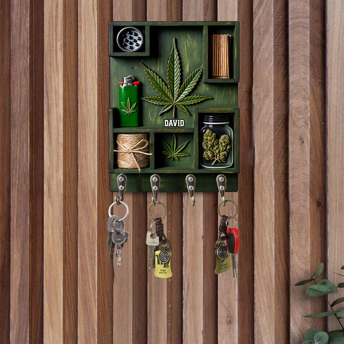 Magic Leaf - Support suspendu personnalisé pour cannabis, en forme de pièce.