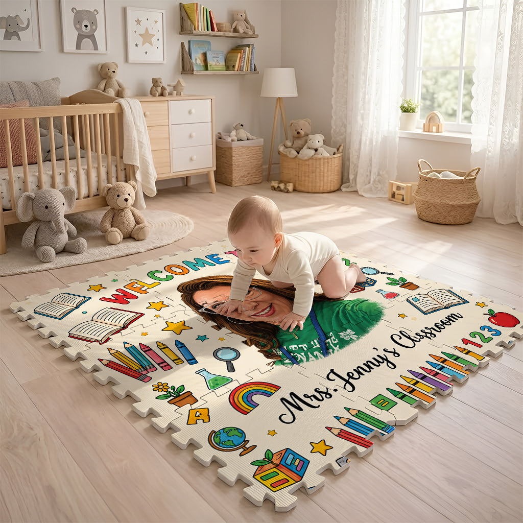 Welcome To Classroom - Personalized Teacher Foam Puzzle Mat