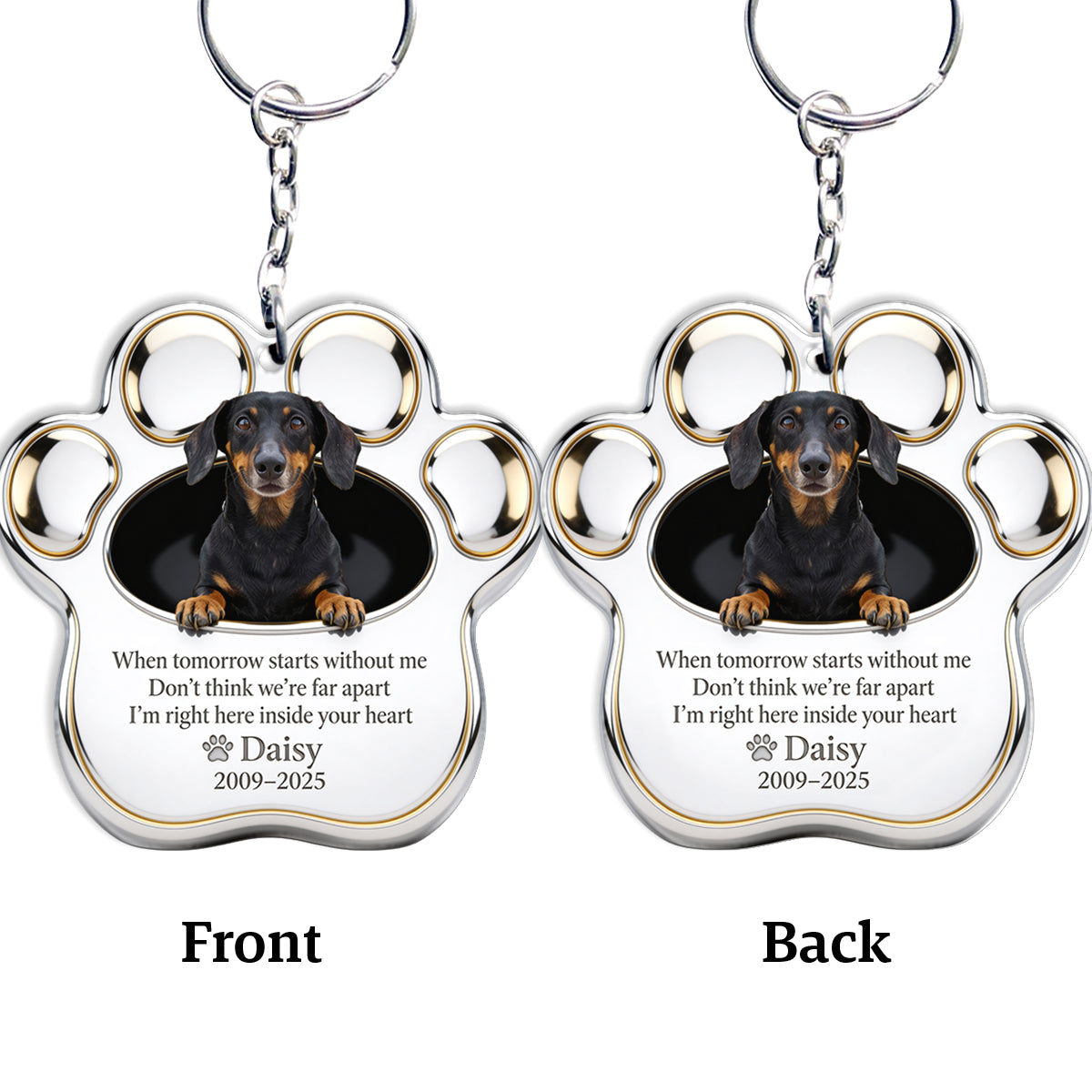 Porte-clés personnalisé Memorial Paw pour chien