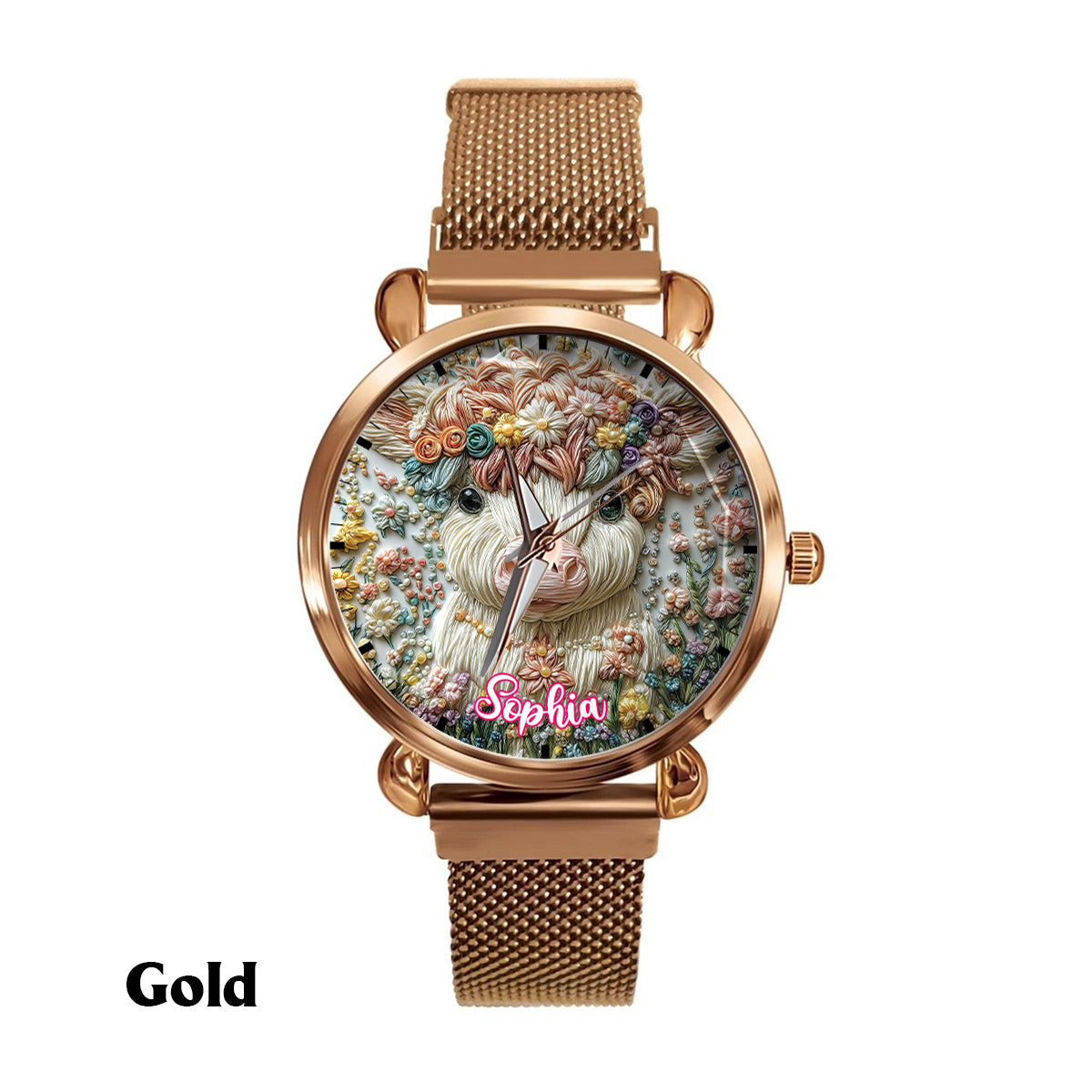 Belle vache des Highlands - Montre-bracelet personnalisée pour femme avec une vache des Highlands 
